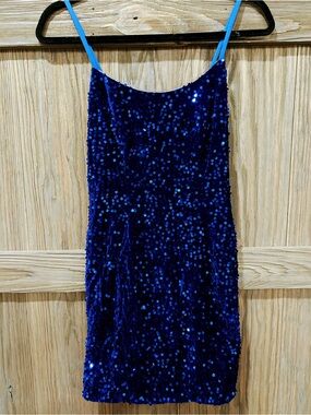 Blue Sequin Mini Dress Like New